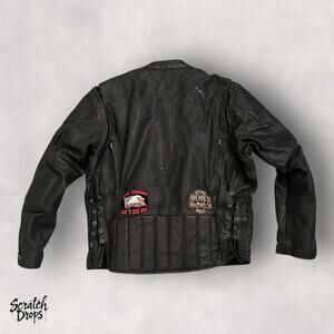 Road Wear Men's Leather Jacket 2XL Black Moto Biker Motorcycle Gear Apparel